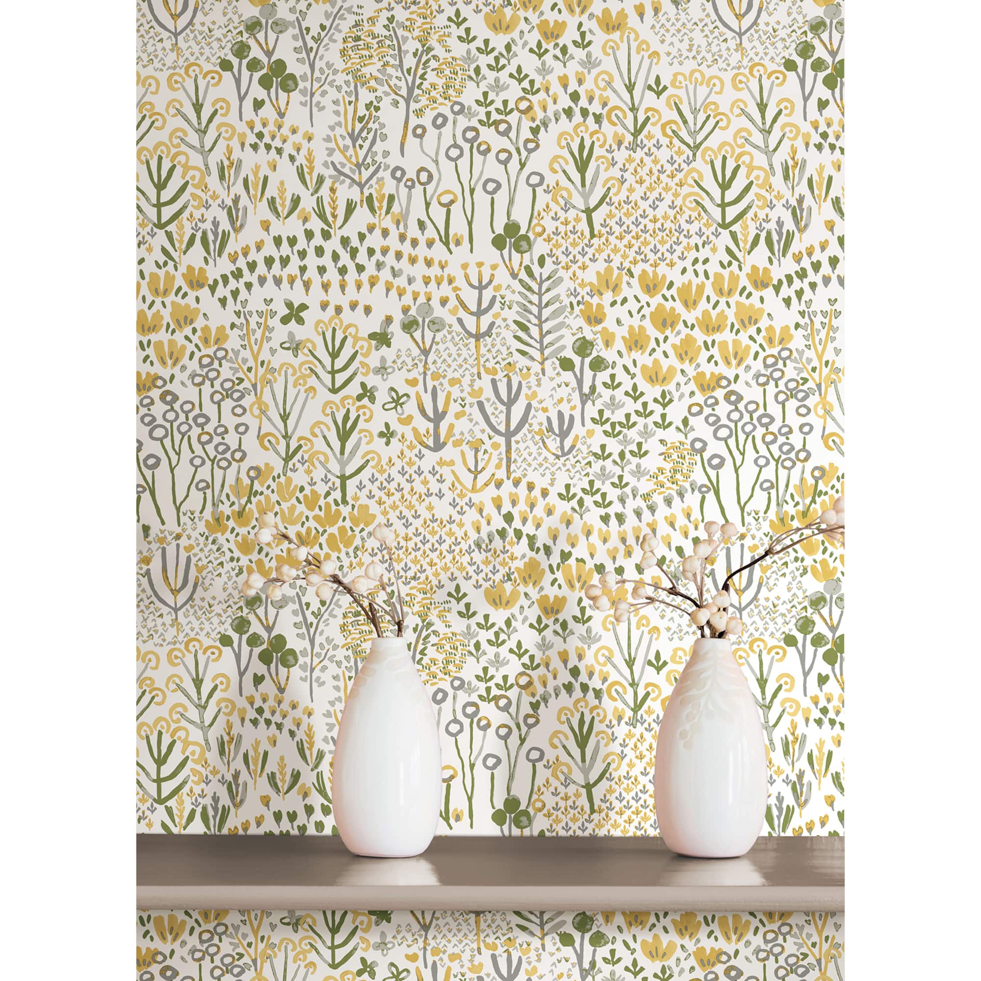 NuWallpaper Flower Parade Yellow Peel & Stick Wallpaper